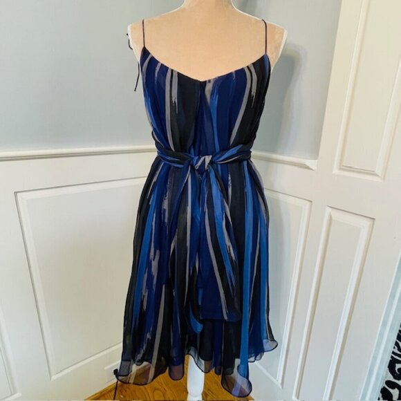 Halston Heritage Romantic Flowy Handkerchief 100% Silk Mini Dress Large - Picture 5 of 12